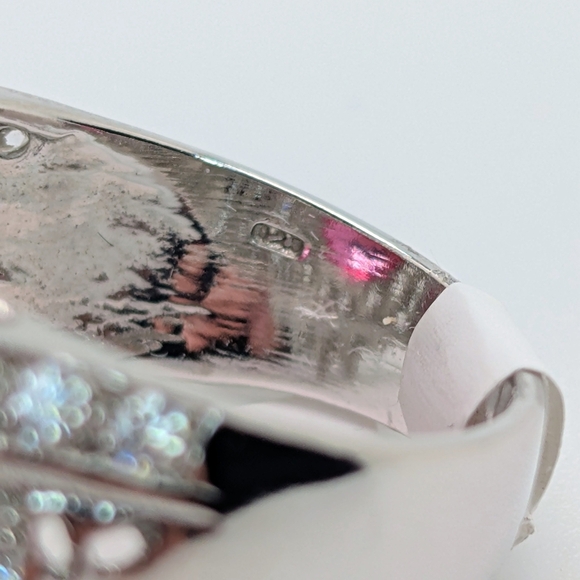 Pink Sapphire & White Topaz 24k White Gold Over S925 Sterling Silver Size 6 1/2 - Picture 5 of 6